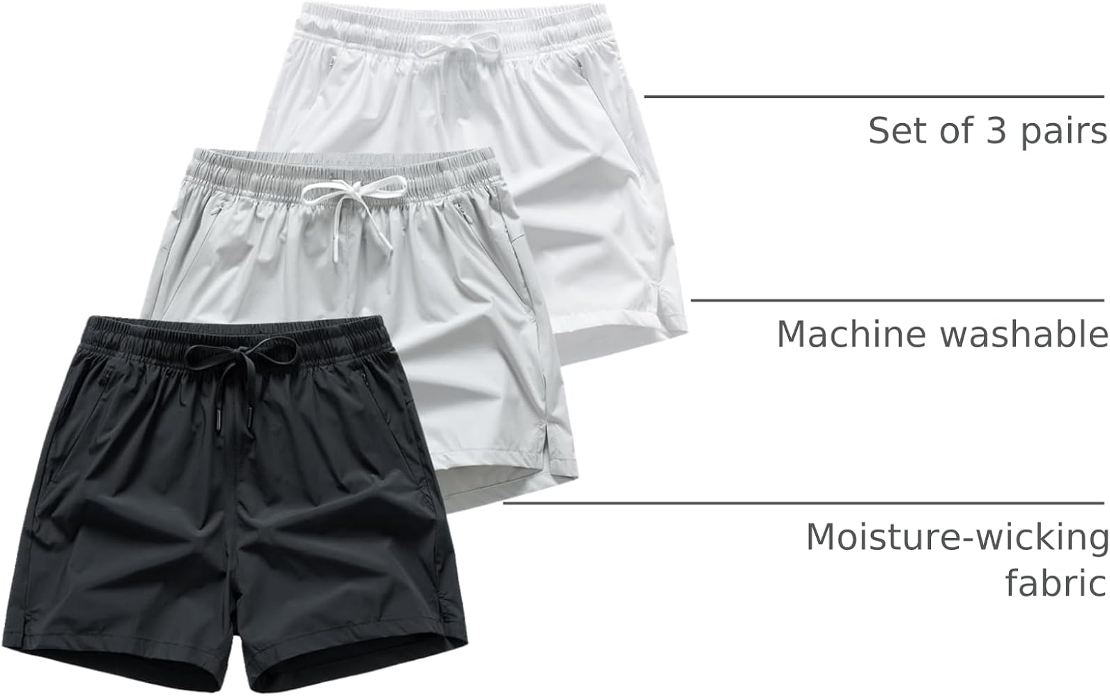 3 Set Men's Workout Athletic Shorts Lightweight Moisture